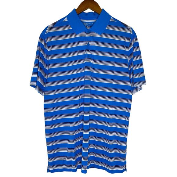 Nike Golf Blue Striped Standard Fit Short Sleeve Polo Shirt Size Medium Men’s - Picture 1 of 10